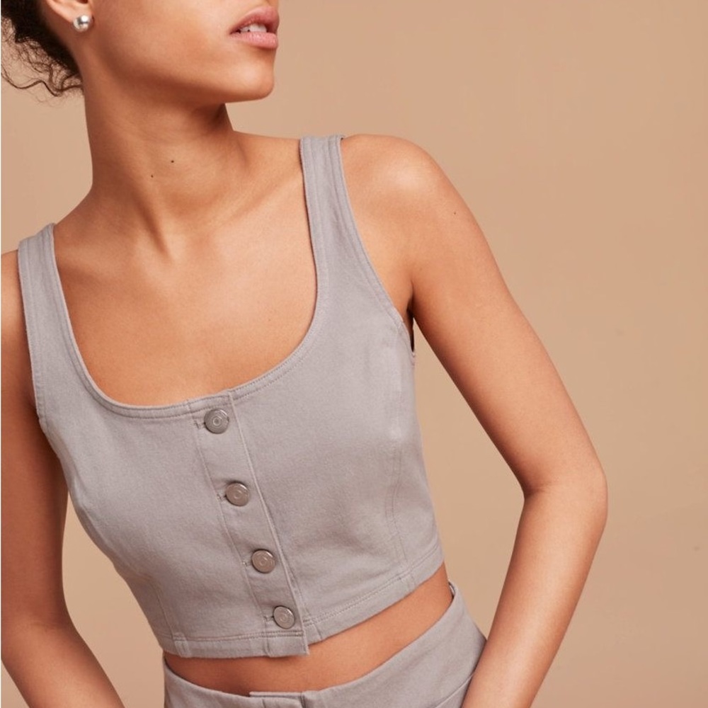 Wilfred Free Lanigan Blouse in Black • Aritzia • Black denim bra top - Picture 6 of 6